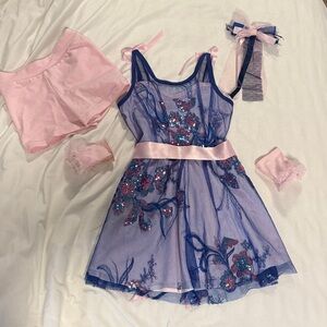 Elegant Pink and Blue Kids Dance Costume